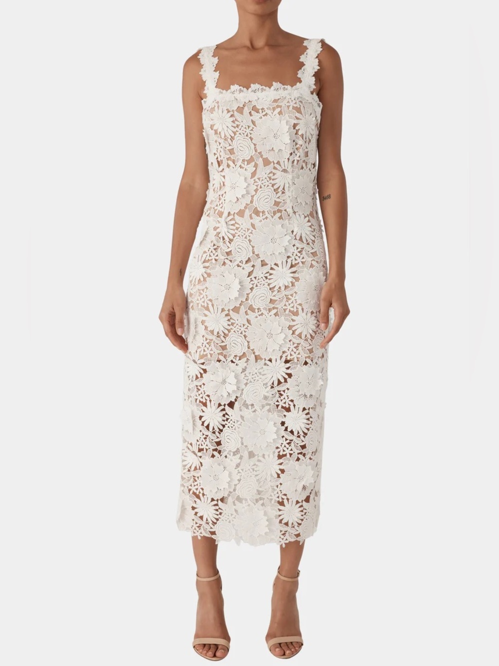 Generation Love Marnee Lace Midi Dress in White and Beige, Small